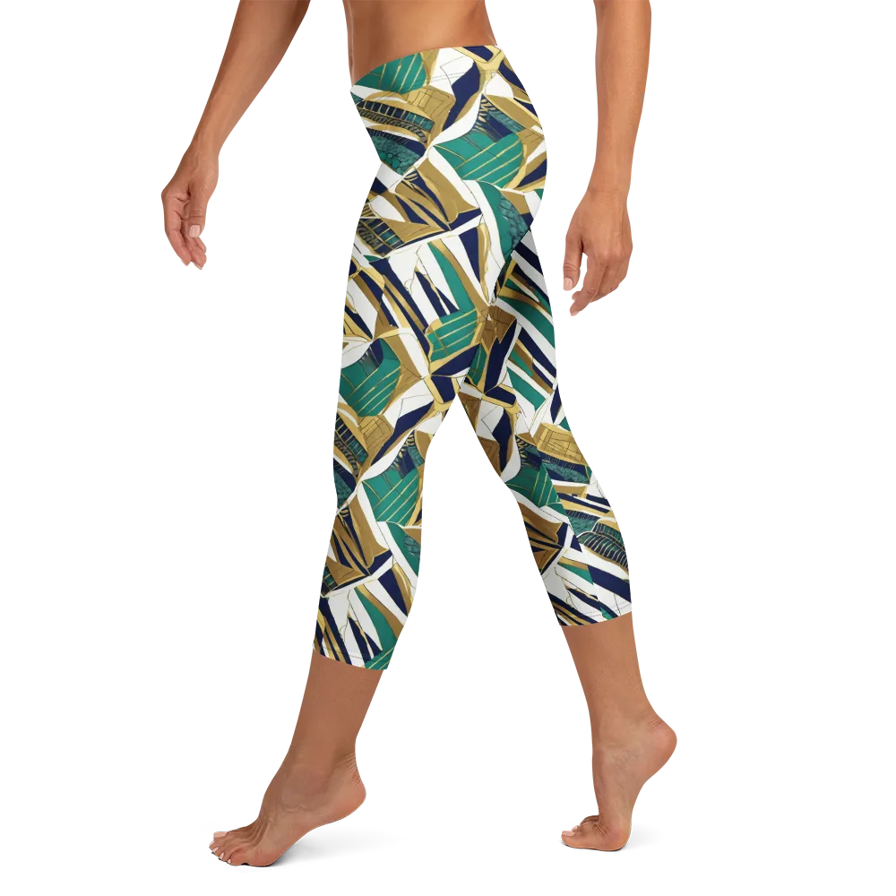 Gilded Tropic on Capri Leggings — Left