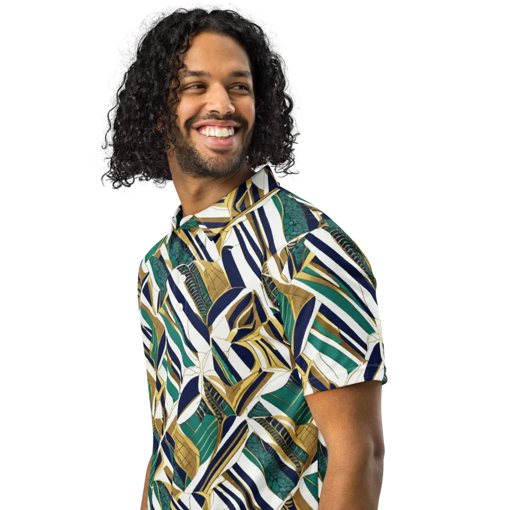 Gilded Tropic on Men's Slim Fit Polo Shirt — Left Front