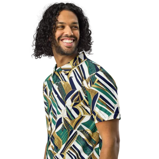 Gilded Tropic on a Men's Slim Fit Polo Shirt