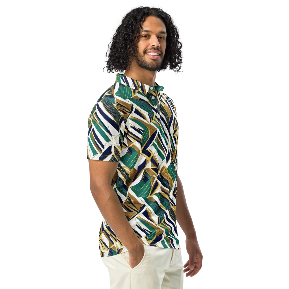 Gilded Tropic on Men's Slim Fit Polo Shirt — Right Front