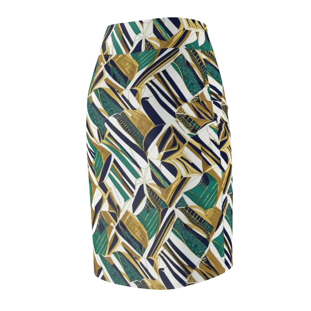 Gilded Tropic on Pencil Skirt — Back Side