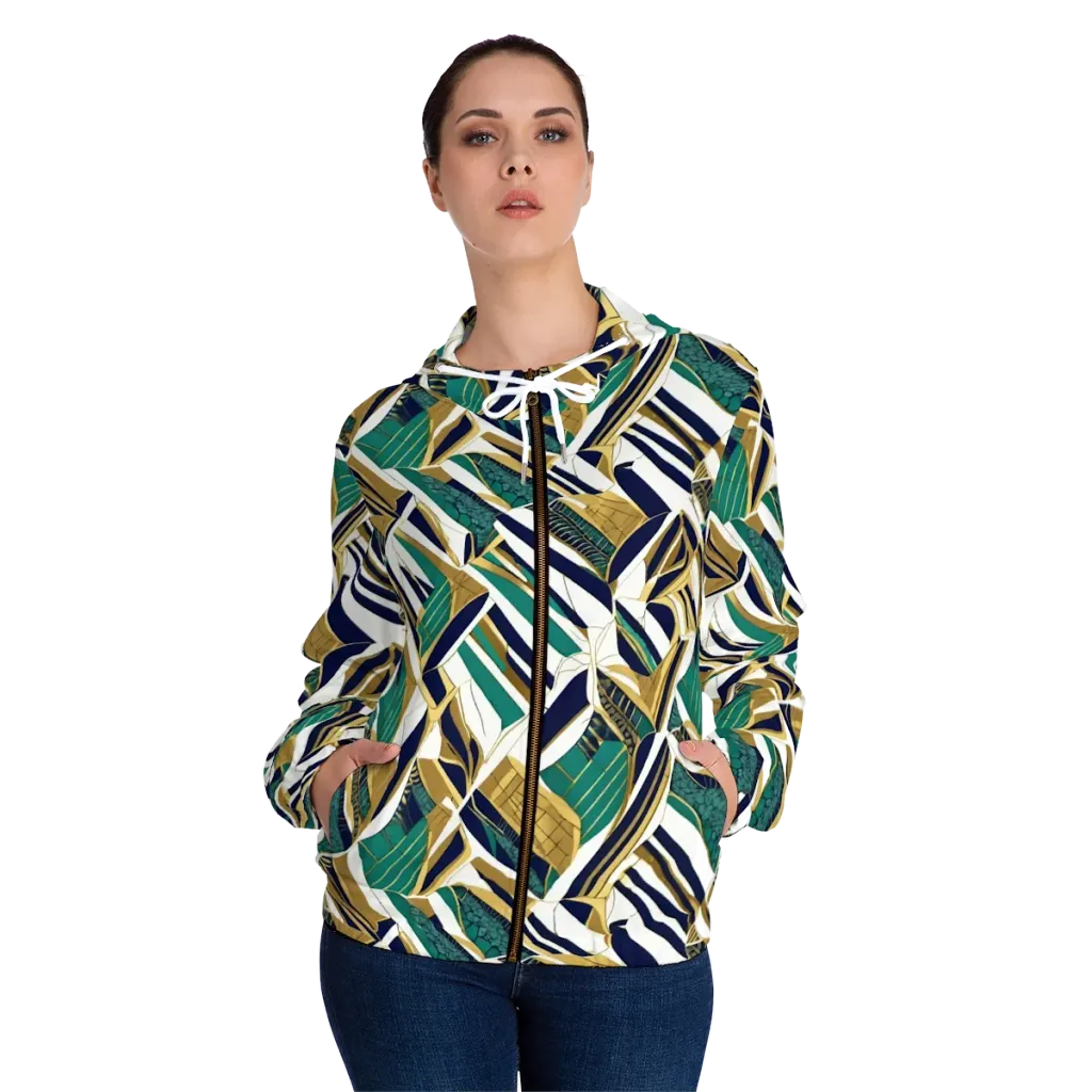 Gilded Tropic on Women's Full-Zip Hoodie — Front On Person