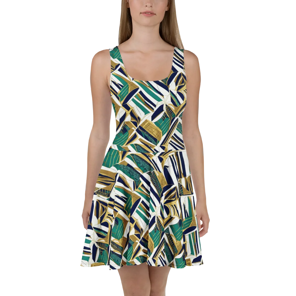 Gilded Tropic on Skater Dress — Front