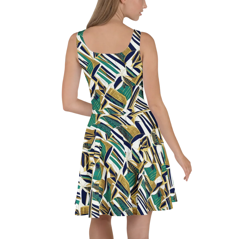 Gilded Tropic on Skater Dress — Back