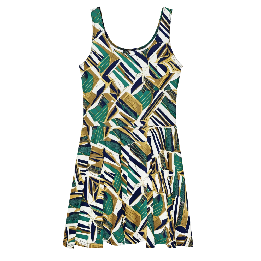 Gilded Tropic on Skater Dress — Front