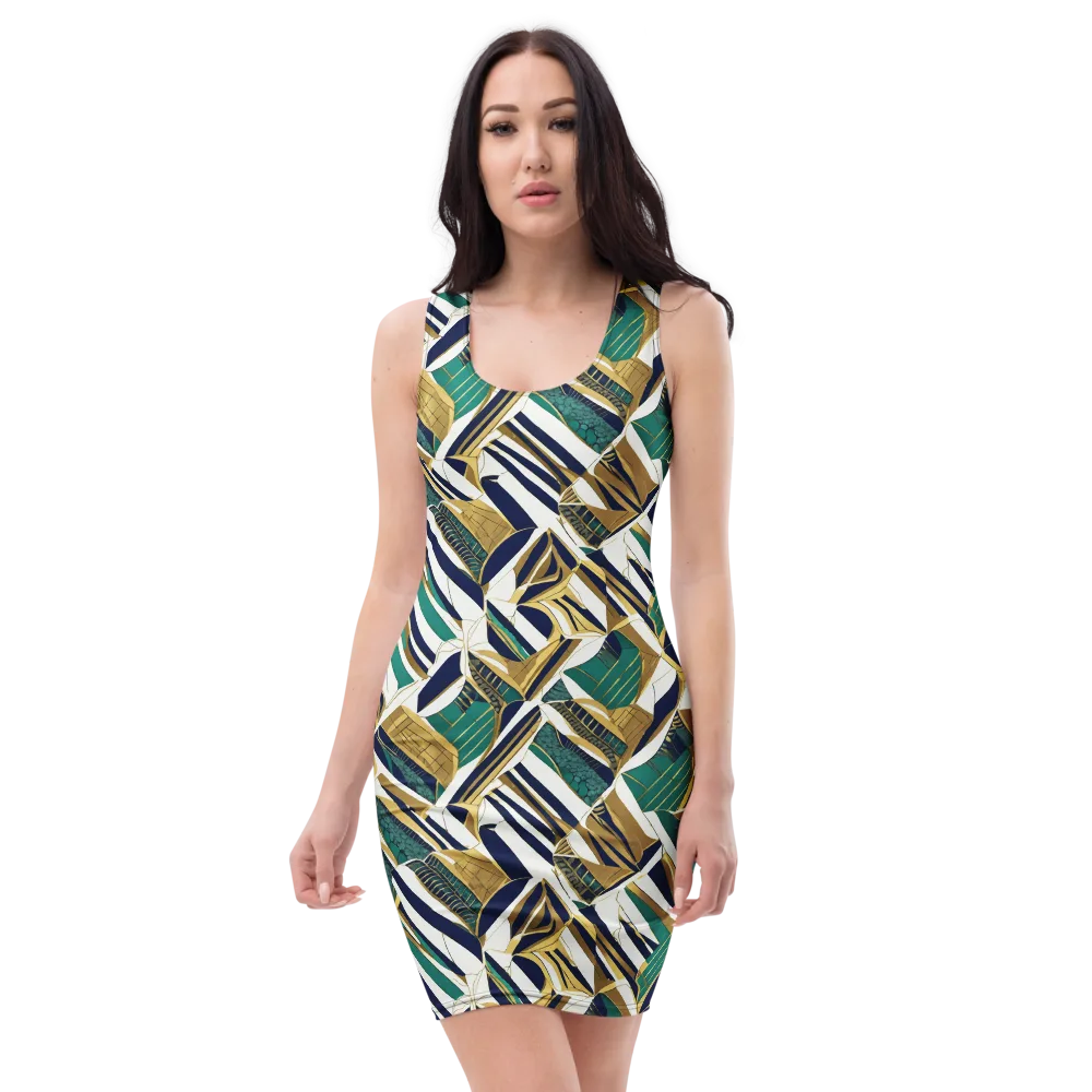 Gilded Tropic on Bodycon Dress — Front