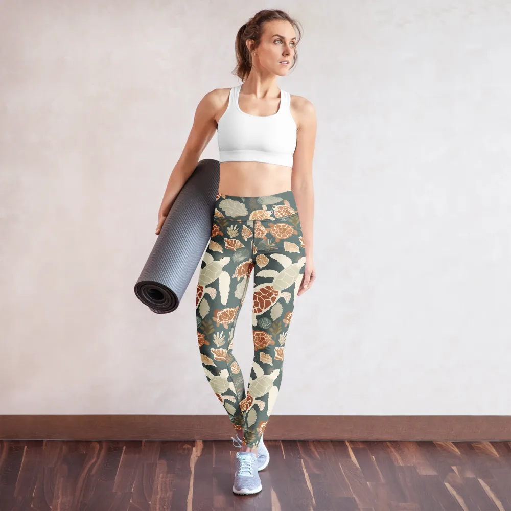 Reef Roaming on Yoga Leggings — Front