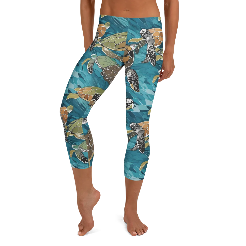 Ocean Mosaic on Capri Leggings — Front