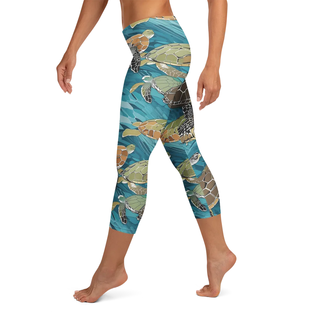 Ocean Mosaic on Capri Leggings — Left