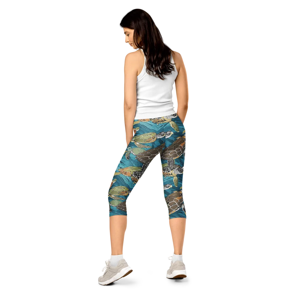 Ocean Mosaic on Capri Leggings — Back