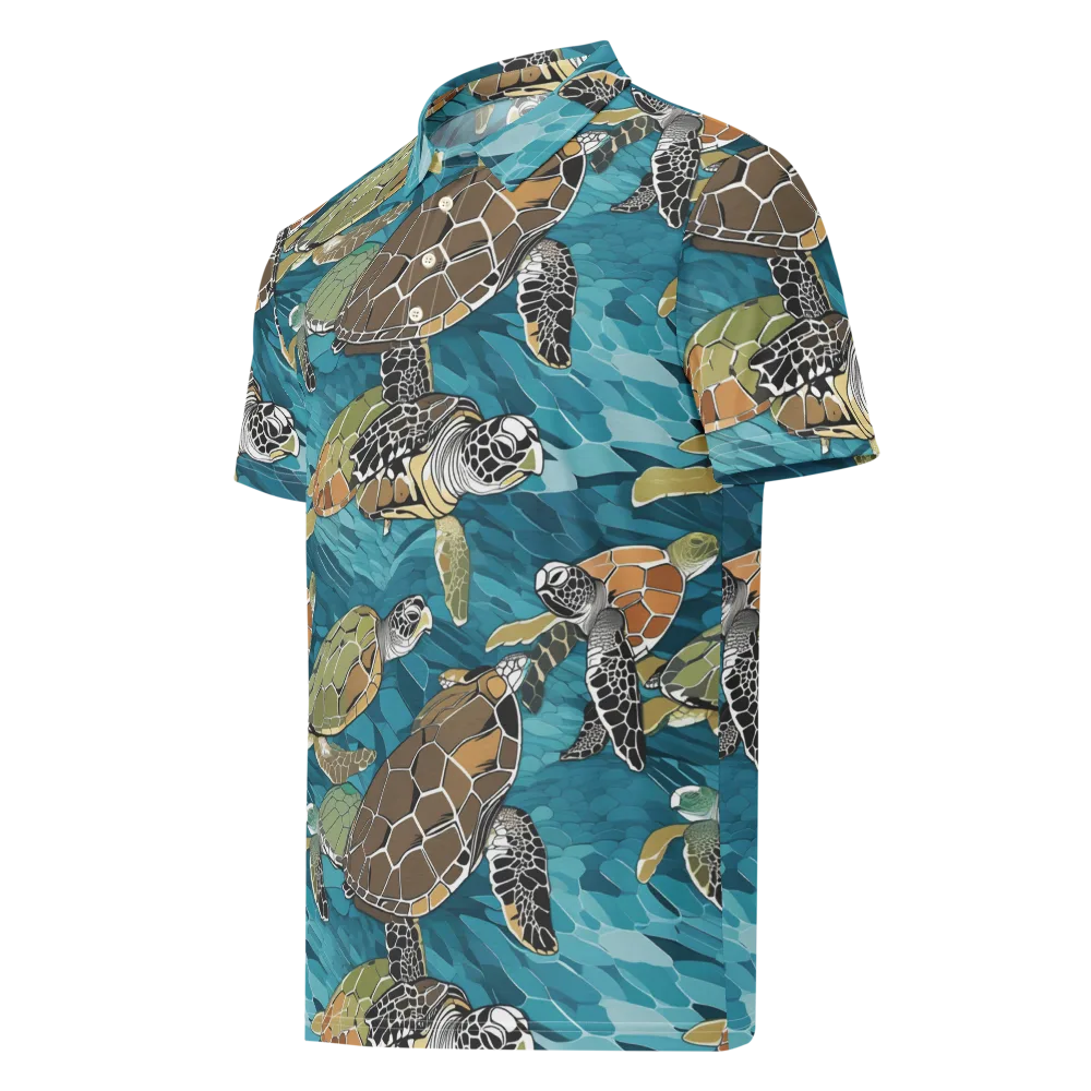 Ocean Mosaic on Men's Slim Fit Polo Shirt — Left Front