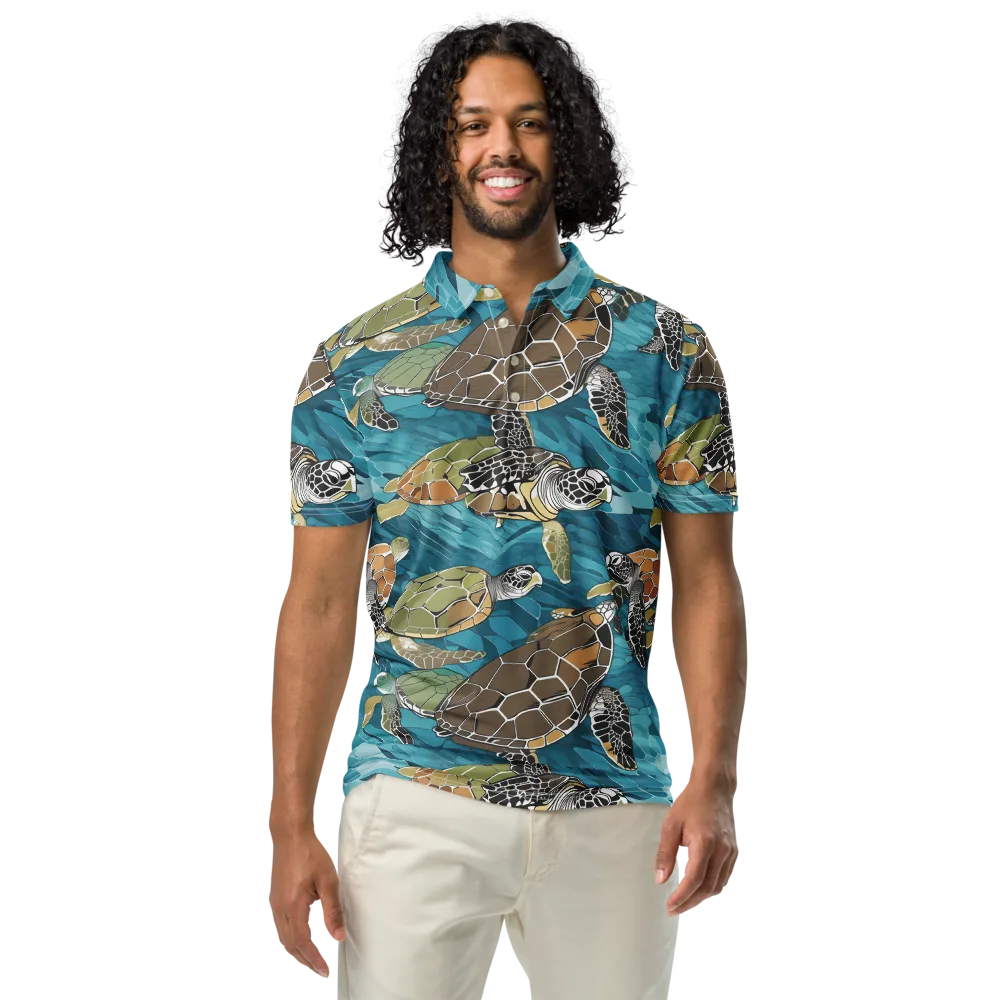 Ocean Mosaic on Men's Slim Fit Polo Shirt — Front