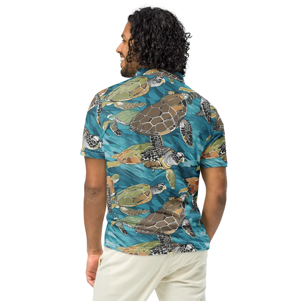 Ocean Mosaic on Men's Slim Fit Polo Shirt — Back