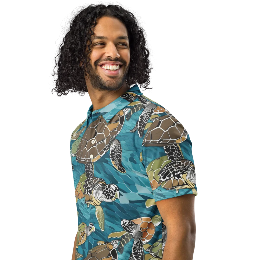 Ocean Mosaic on Men's Slim Fit Polo Shirt — Left Front