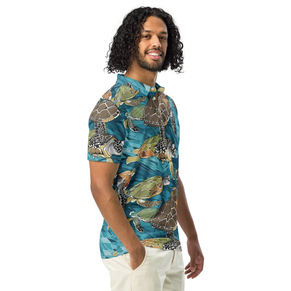Ocean Mosaic on Men's Slim Fit Polo Shirt — Right Front