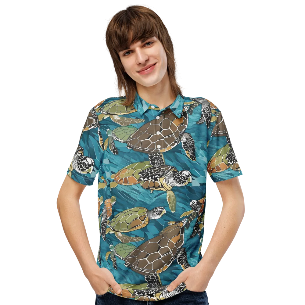 Ocean Mosaic on Men's Slim Fit Polo Shirt — Front