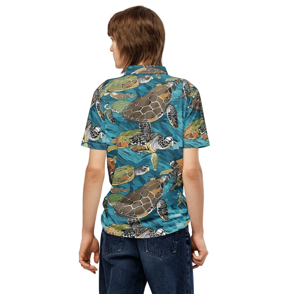 Ocean Mosaic on Men's Slim Fit Polo Shirt — Back