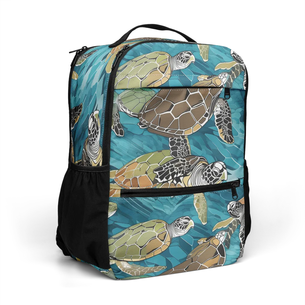 Ocean Mosaic on Utility Backpack — Right Front