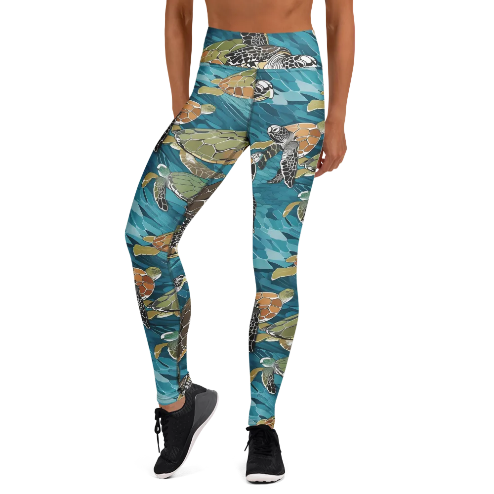Ocean Mosaic on Yoga Leggings — Front