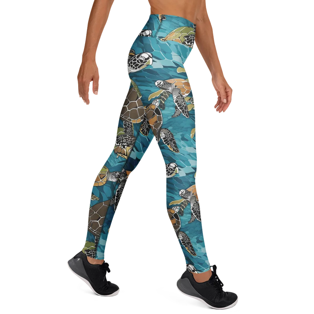Ocean Mosaic on Yoga Leggings — Right