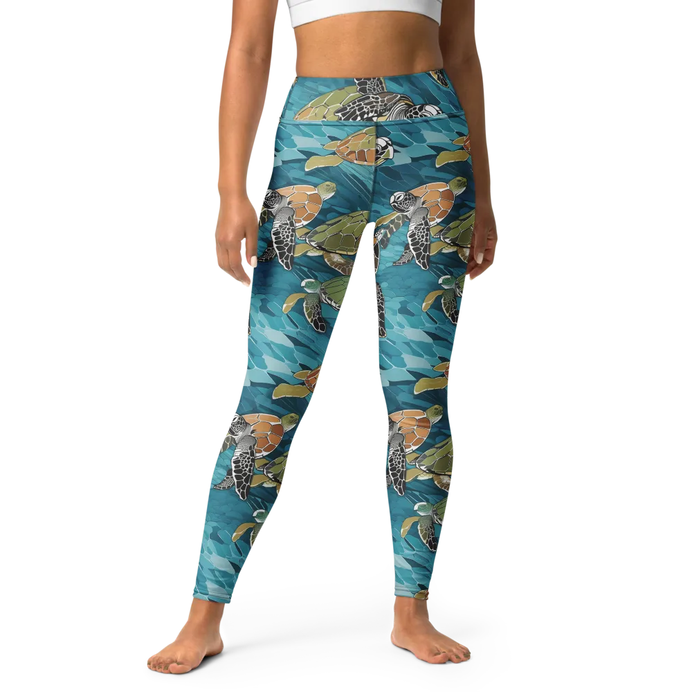 Ocean Mosaic on Yoga Leggings — Front