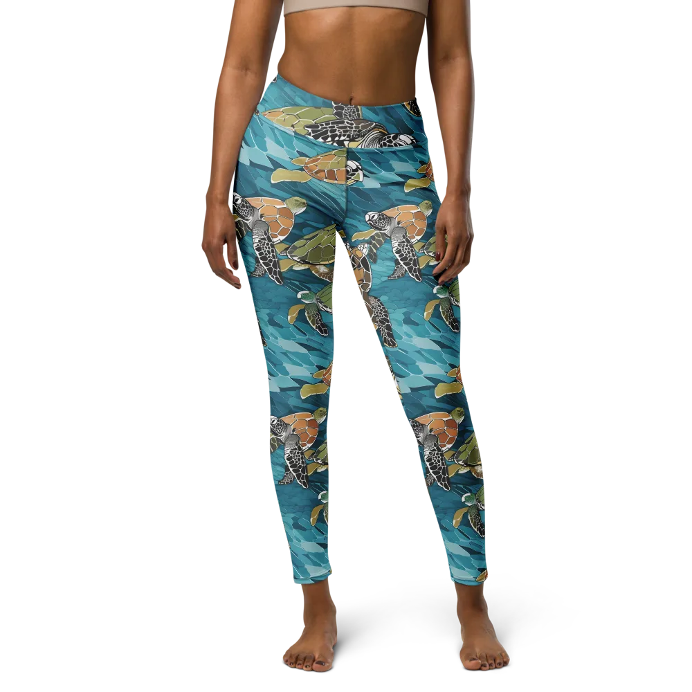Ocean Mosaic on Yoga Leggings — Front