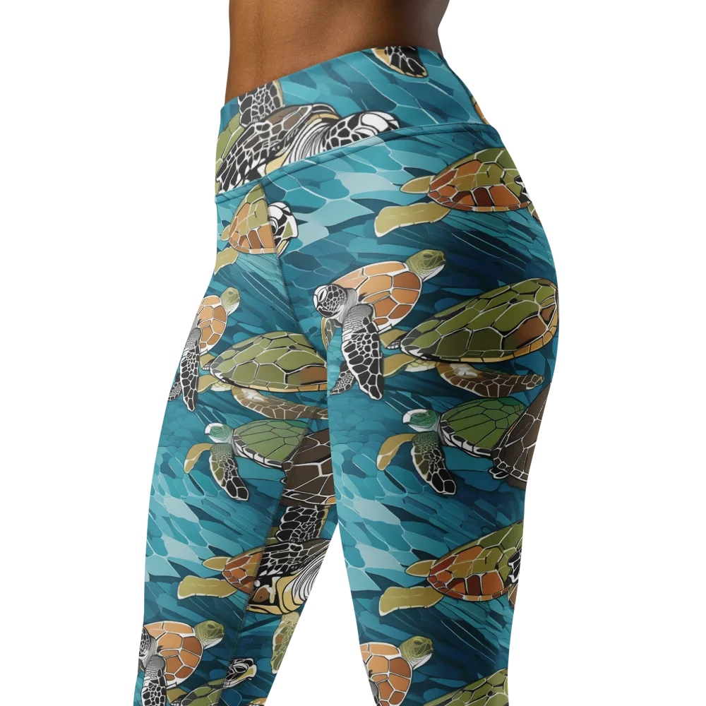 Ocean Mosaic on Yoga Leggings — Left Front