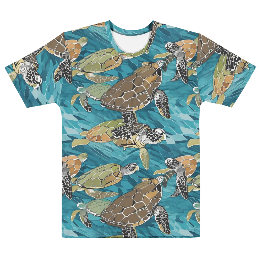 Ocean Mosaic on Men's Cotton Crew Neck T-Shirt — Front