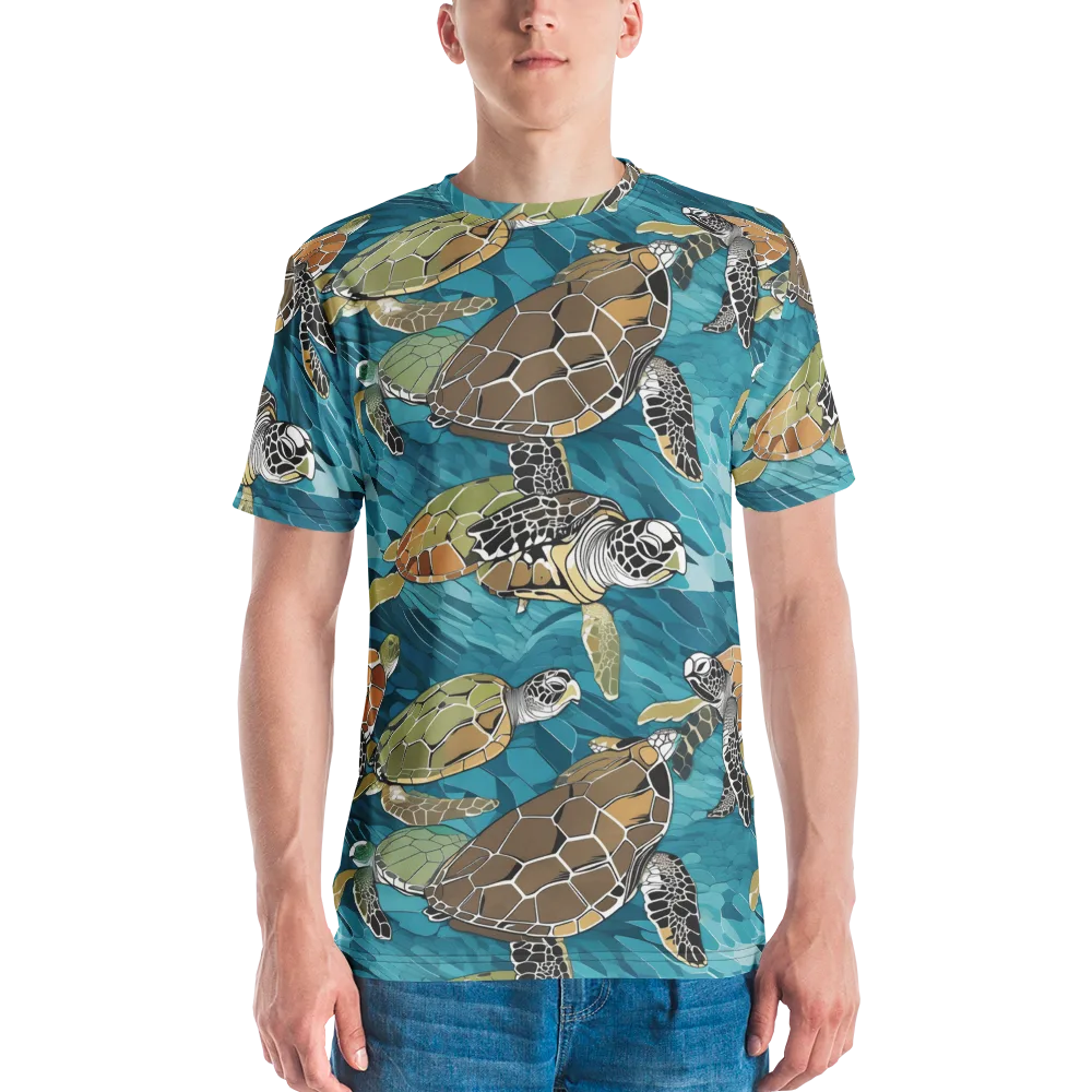 Ocean Mosaic on Men's Crew Neck T-Shirt — Front