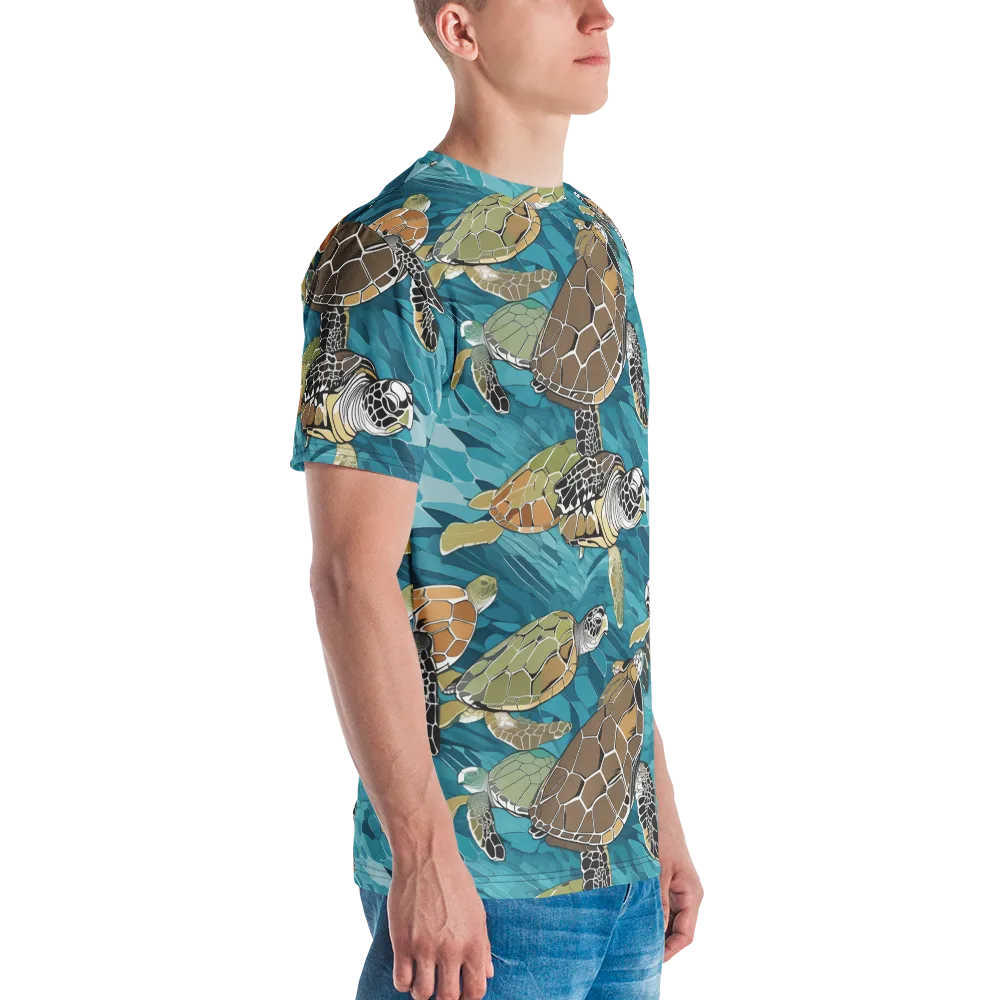 Ocean Mosaic on Men's Crew Neck T-Shirt — Right