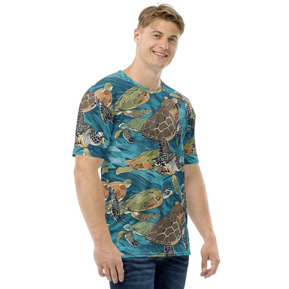 Ocean Mosaic on Men's Crew Neck T-Shirt — Right
