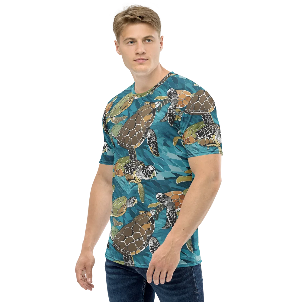 Ocean Mosaic on Men's Crew Neck T-Shirt — Left