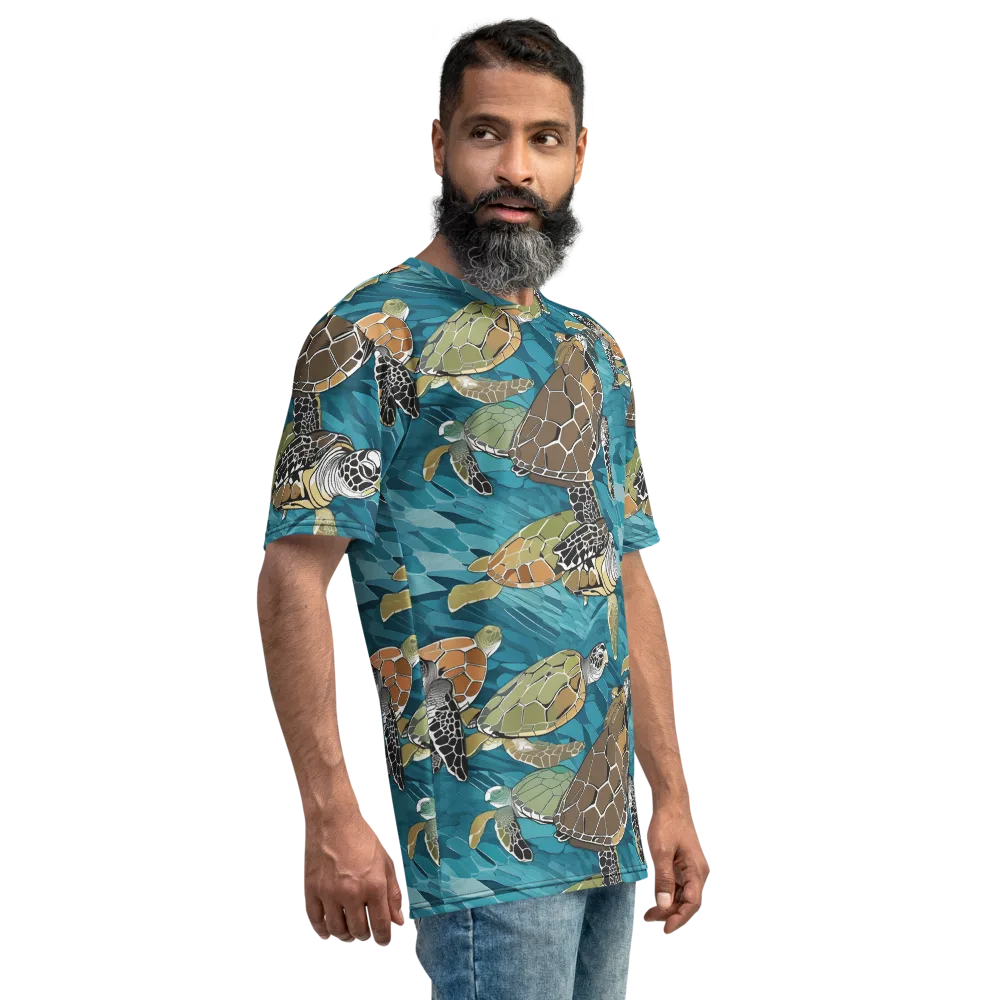Ocean Mosaic on Men's Crew Neck T-Shirt — Right