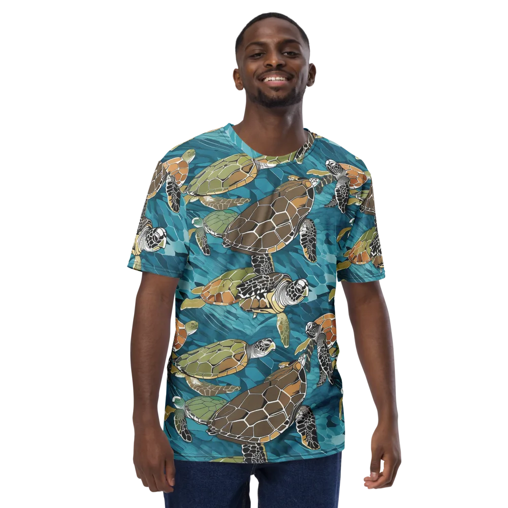 Ocean Mosaic on Men's Crew Neck T-Shirt — Front
