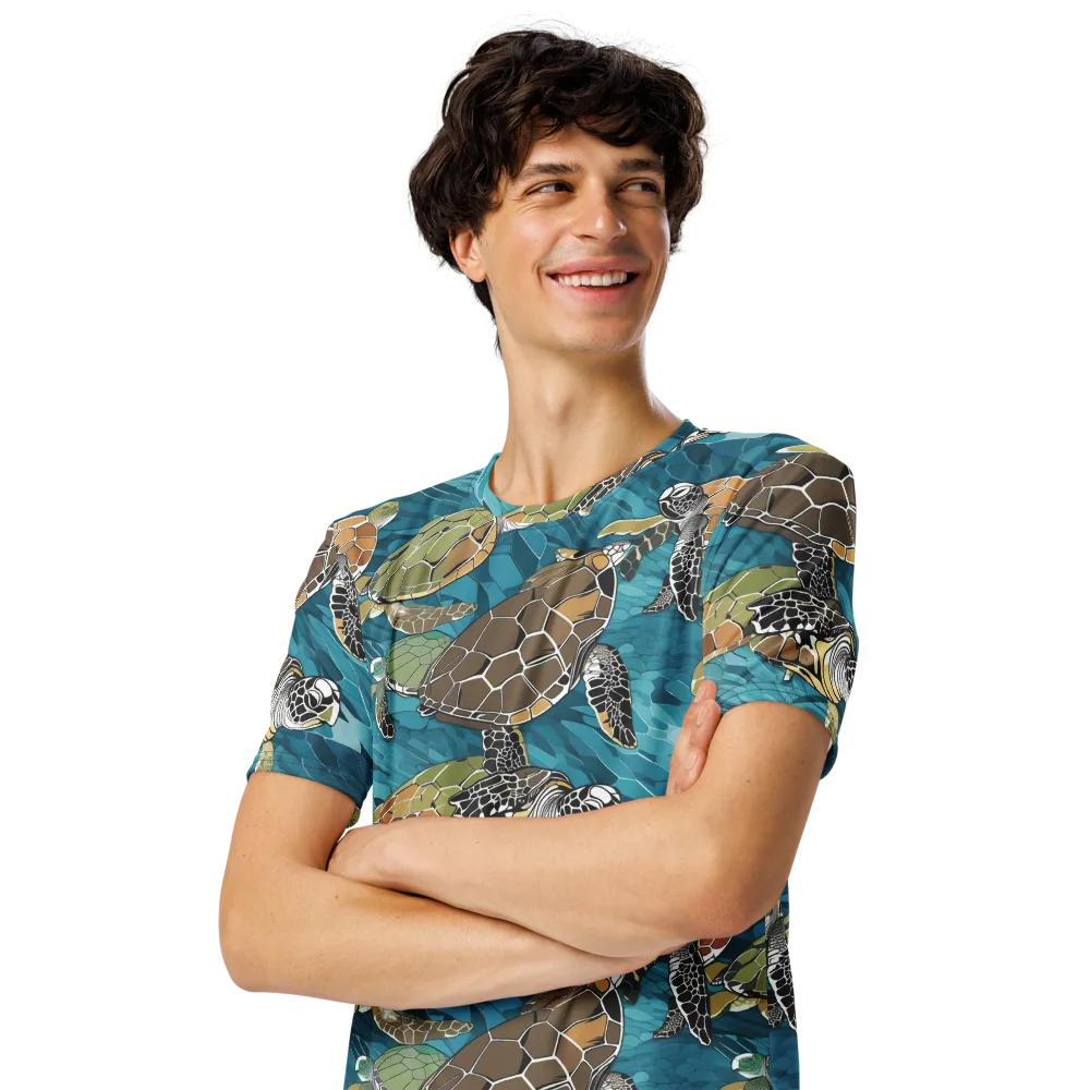 Ocean Mosaic on Men's Crew Neck T-Shirt — Left Front