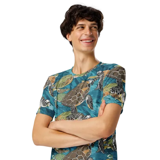 Ocean Mosaic on a Men's Crew Neck T-Shirt