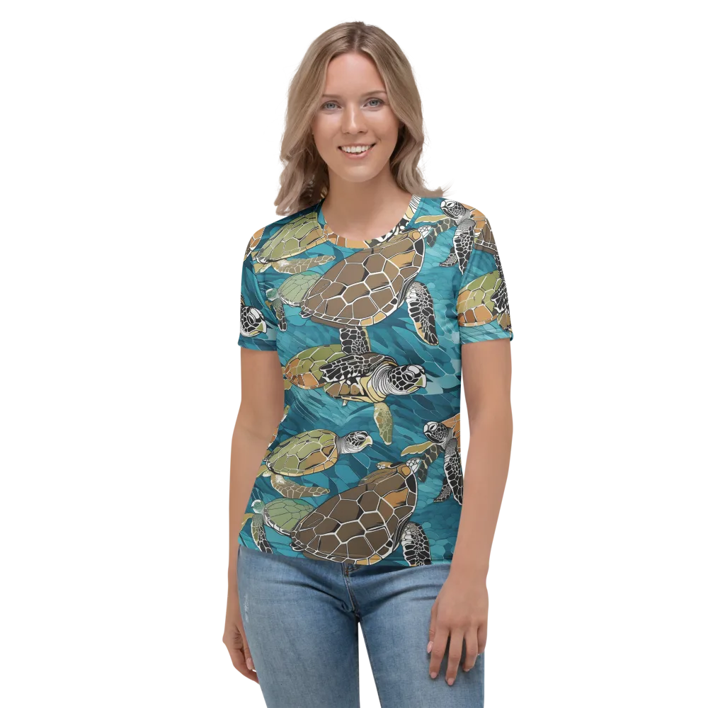 Ocean Mosaic on Women's Crew Neck T-Shirt — Front