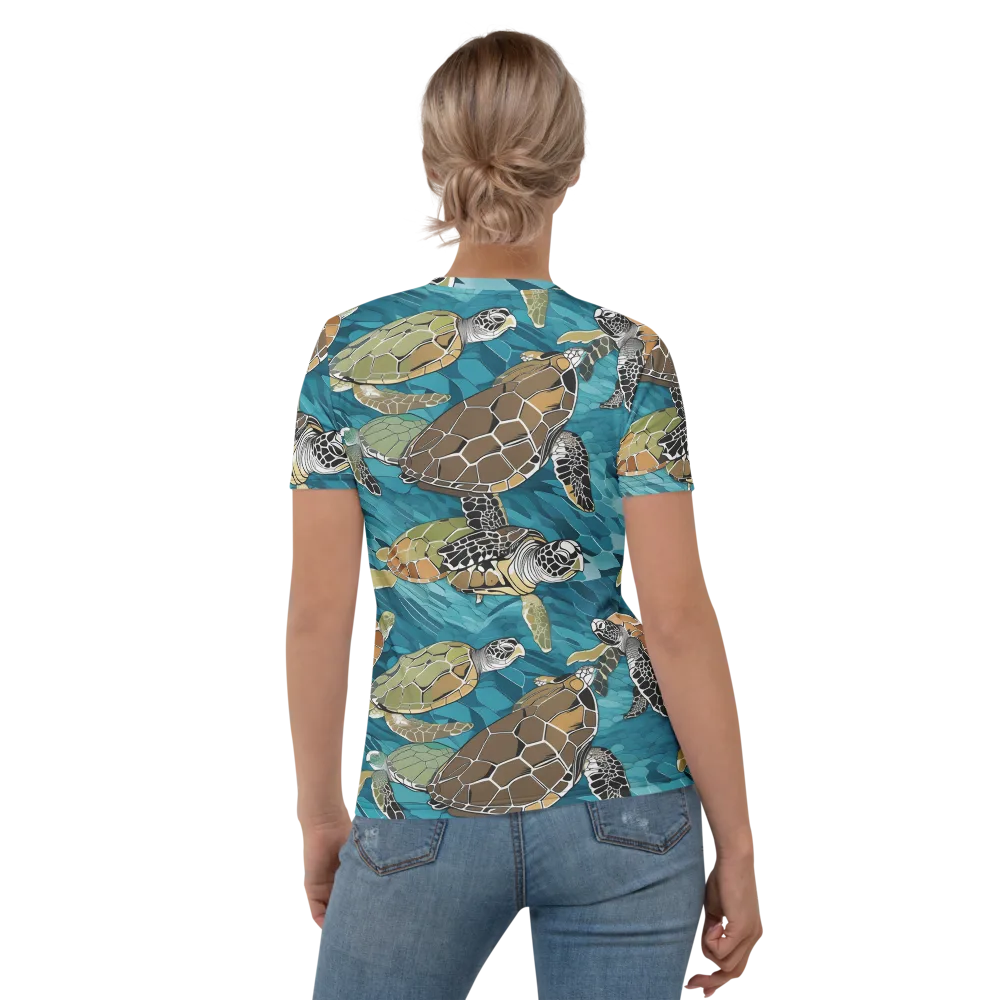 Ocean Mosaic on Women's Crew Neck T-Shirt — Back