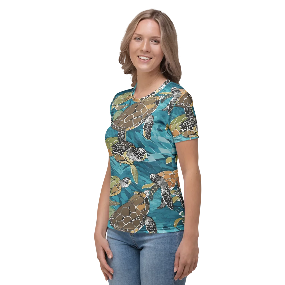 Ocean Mosaic on Women's Crew Neck T-Shirt — Left