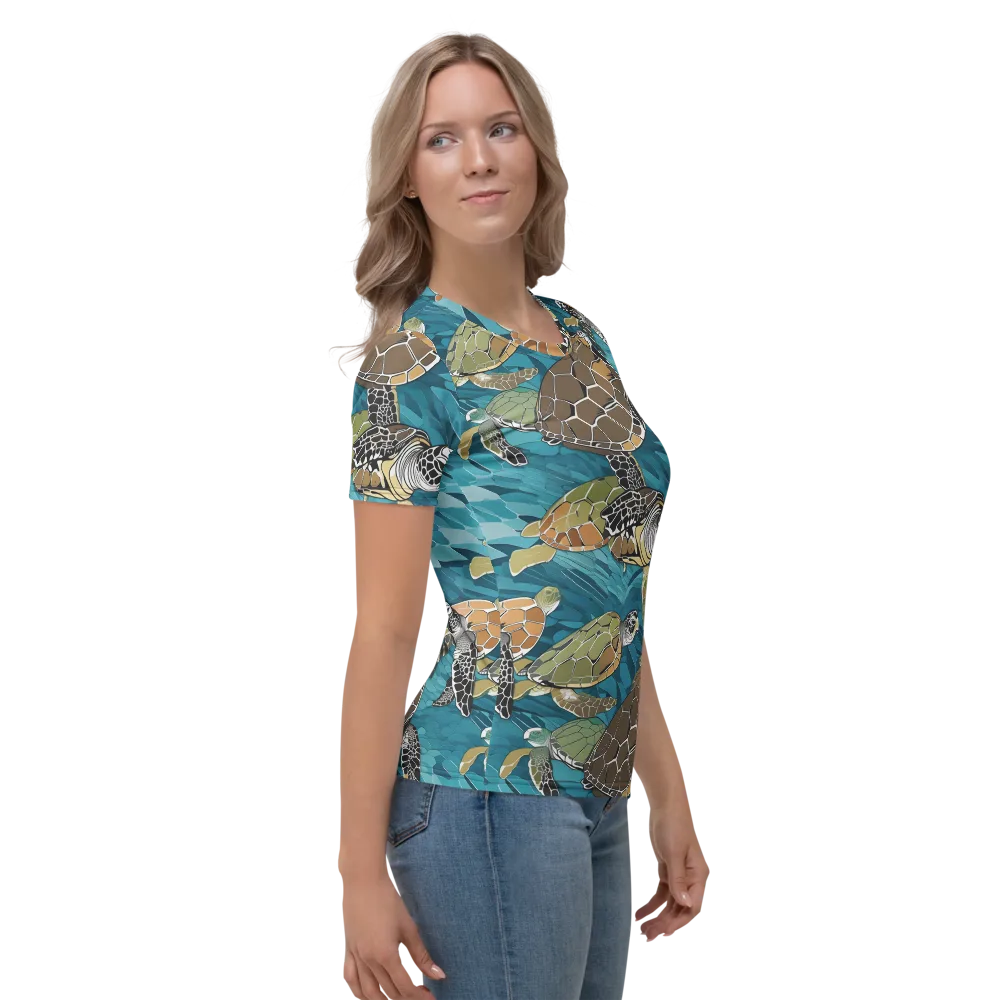 Ocean Mosaic on Women's Crew Neck T-Shirt — Right