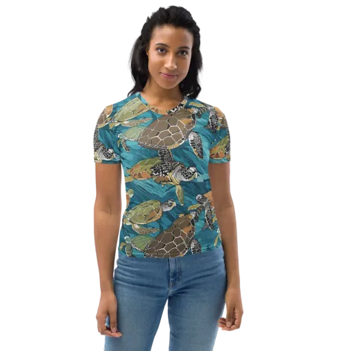 Ocean Mosaic on a Women's Crew Neck T-Shirt