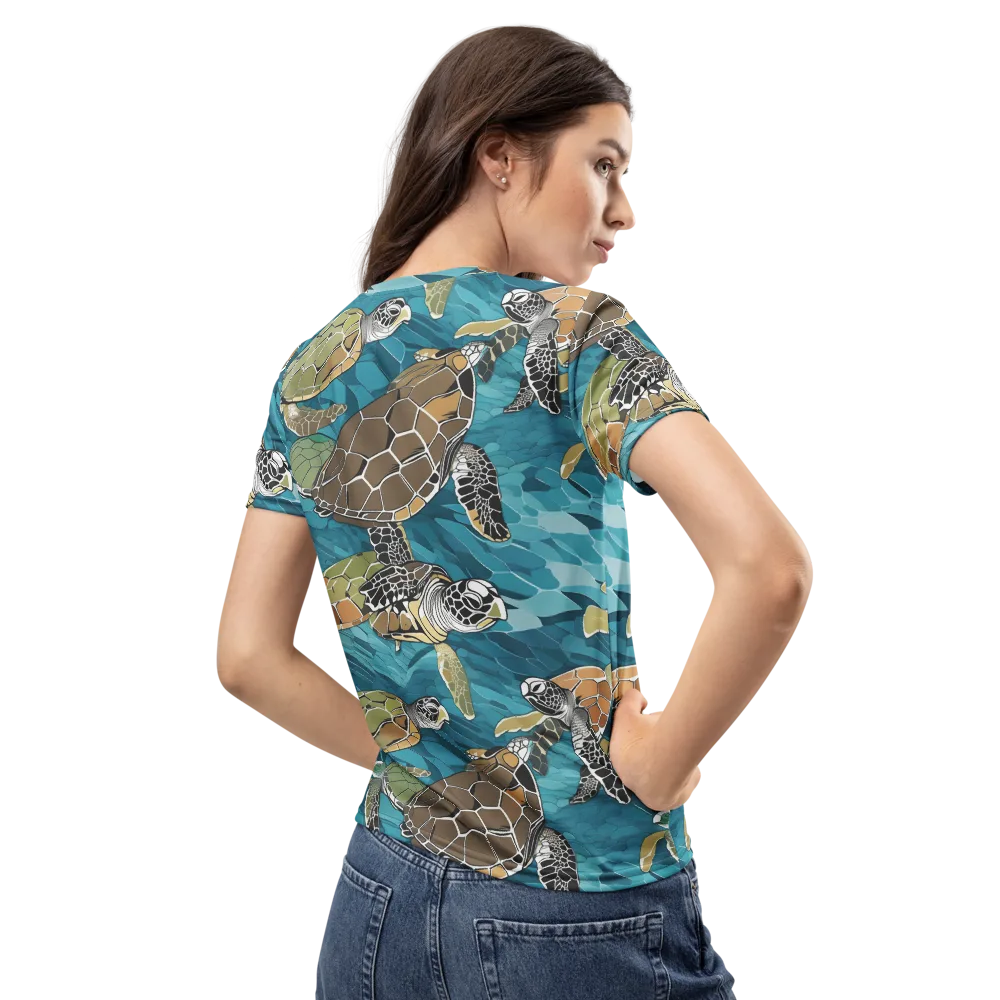 Ocean Mosaic on Women's Crew Neck T-Shirt — Back
