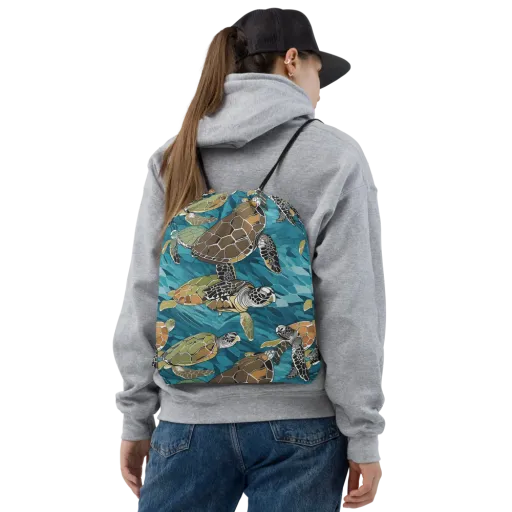 Ocean Mosaic on a Drawstring Bag