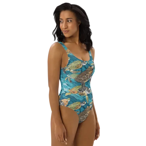 Ocean Mosaic on a One-Piece Swimsuit