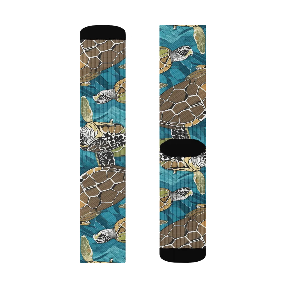 Ocean Mosaic on Socks — Left Sock
