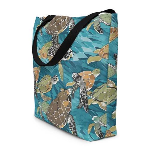 Ocean Mosaic on a Large Tote Bag W/ Pocket