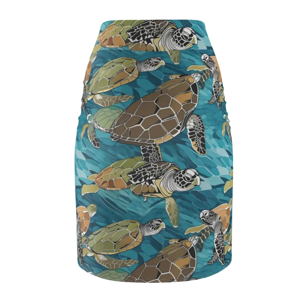 Ocean Mosaic on Pencil Skirt — Back