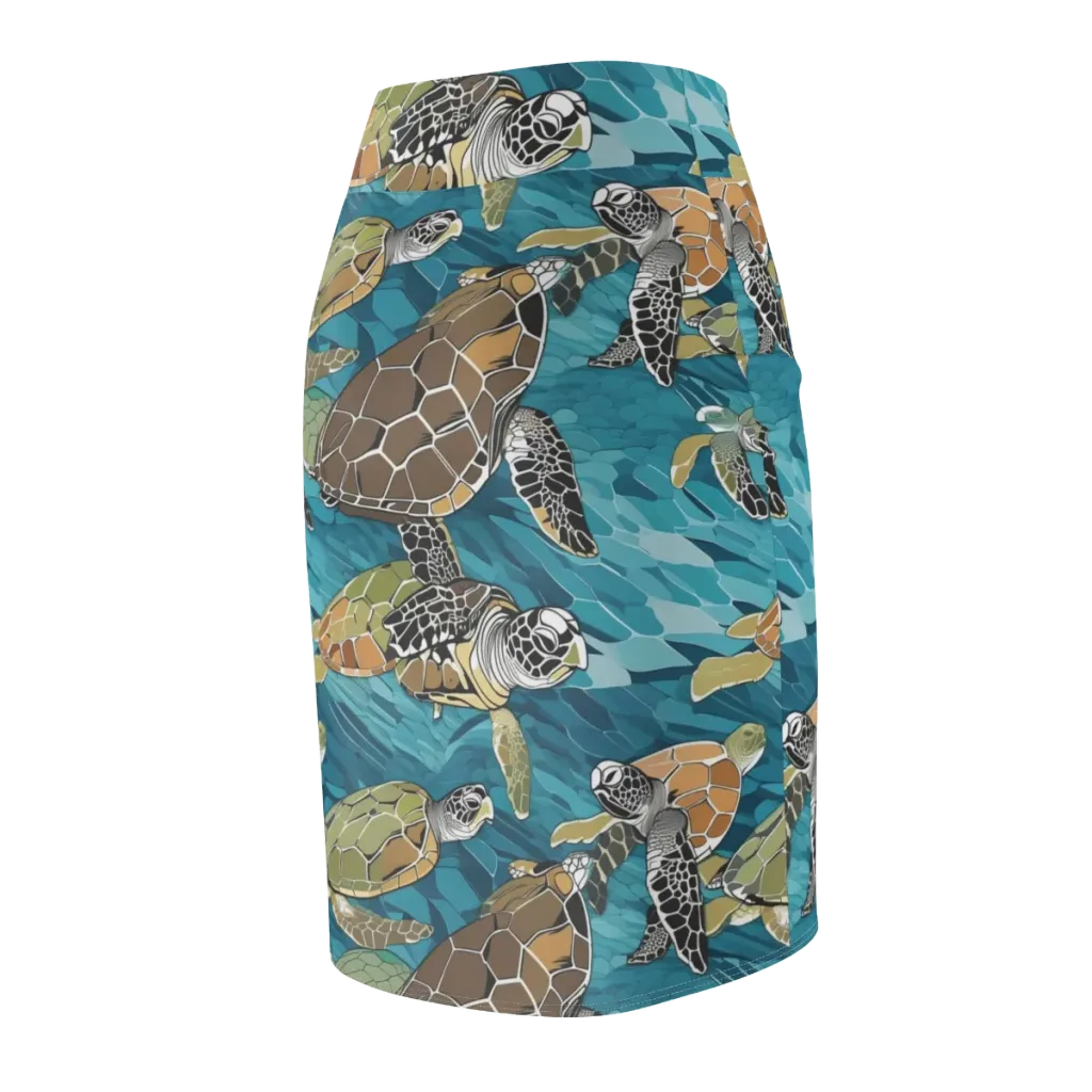 Ocean Mosaic on Pencil Skirt — Back Side