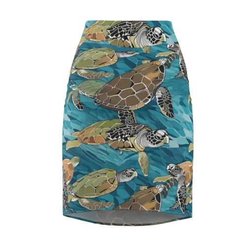 Ocean Mosaic on a Pencil Skirt
