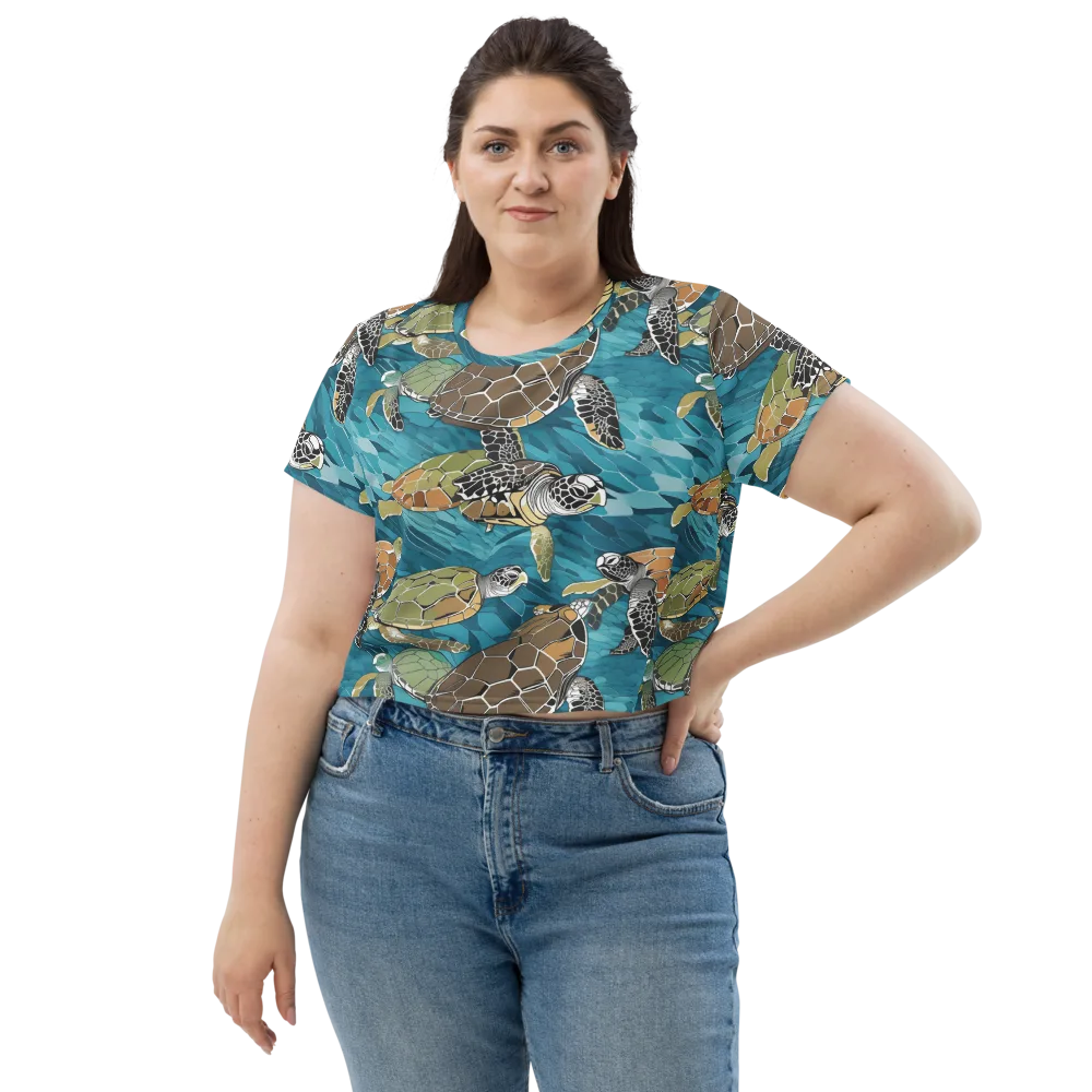 Ocean Mosaic on Crop Tee — Front